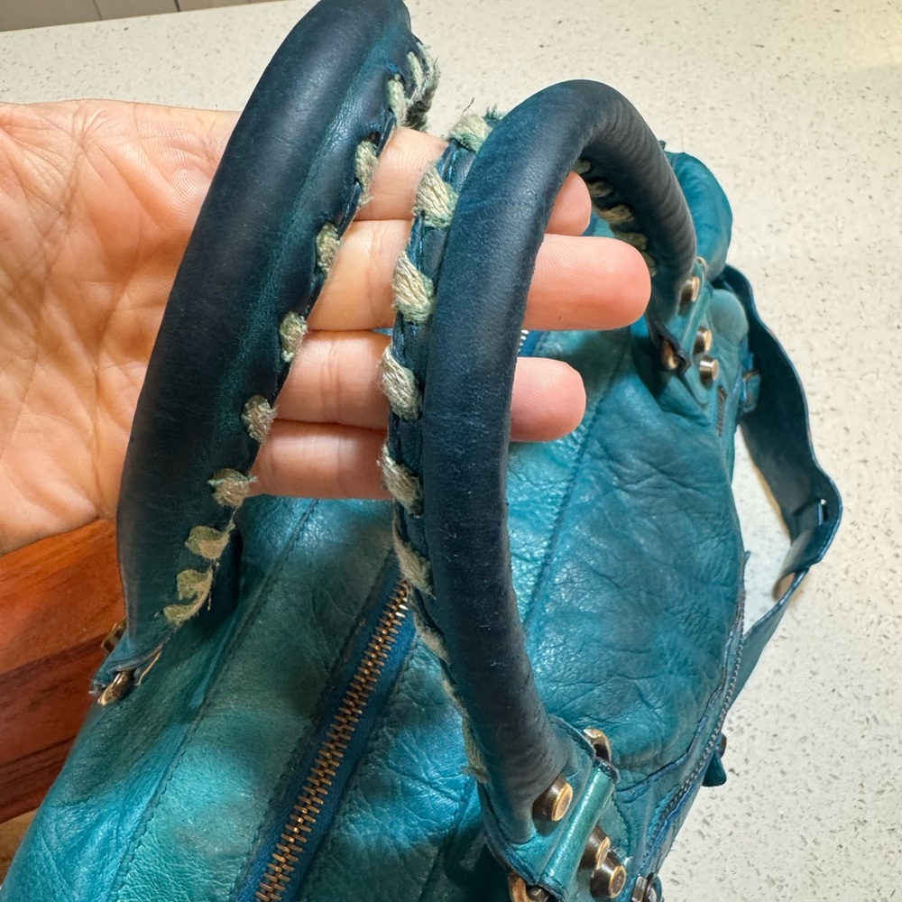 Balenciaga Twiggy Motorcycle Bag – Turquoise Chevre Leather – Authentic RARE - Picture 9 of 16